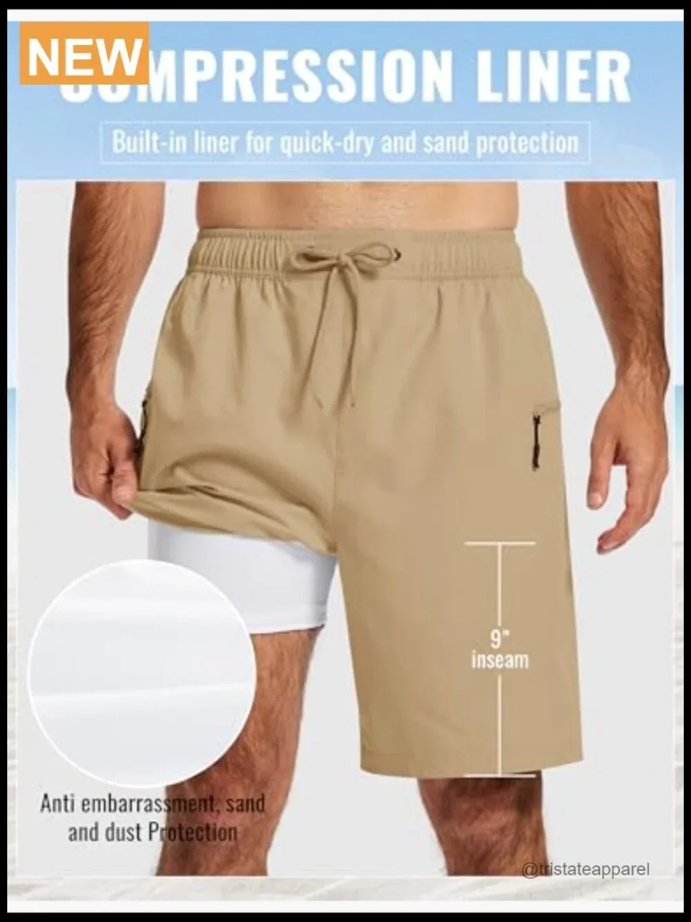 Men's Quick Dry Swim Trunks with Compression Liner 9